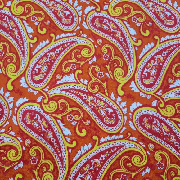 Talbots Women Red/Yellow Sleeveless Paisley Print Cotton Blend Collared Top Sz L - Picture 2 of 9